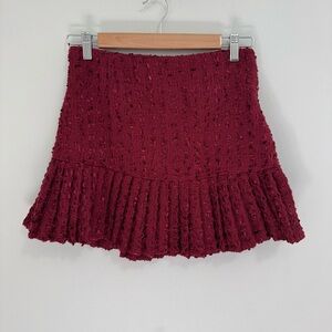 Hunter & Brown Pleated Burgundy Mini Skirt